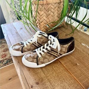 Coach Tan and Black Patterned Sneakers
